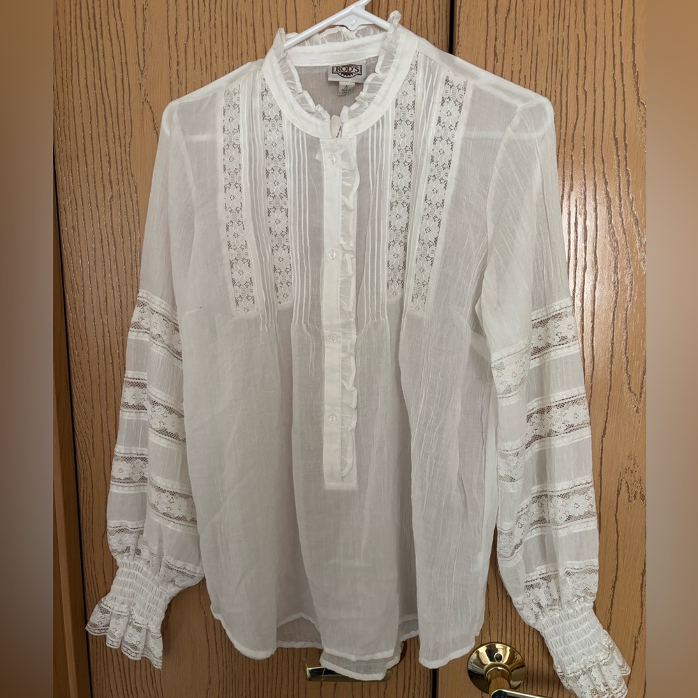 ROD'S Cream Textured Blouse